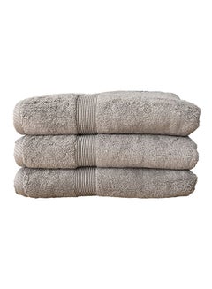 Buy 3-Piece Egyptian Cotton Bath Towel Grey 90x180cm in Saudi Arabia