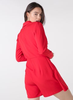 red long sleeve playsuit