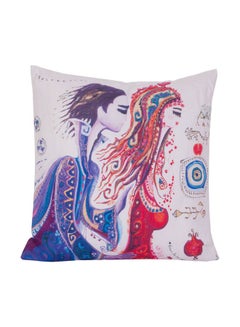 Buy Printed Decorative Pillow White/Blue/Red 40x40cm in UAE