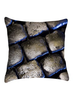Buy Decorative Printed  Cushion Cover Polyester Grey/Blue/Black polyester Grey/Blue/Black 40x40cm in Egypt