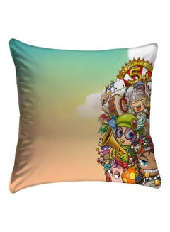 Buy Cartoon Printed Cushion Cover polyester Green/Beige/Gold 40x40cm in Egypt