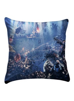Buy Polyester Printed  Cushion Cover Blue/Black polyester Blue/Black 40x40cm in Egypt
