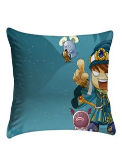 Buy Cartoon Printed Cushion Cover polyester Blue/Beige/Pink 40x40cm in Egypt