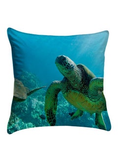 Buy Turtle Printed  Cushion Cover Blue/Green polyester Blue/Green 40x40cm in Egypt