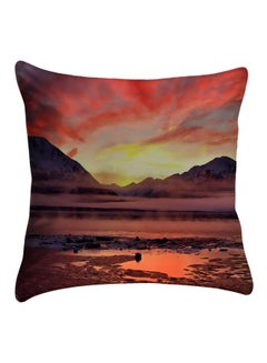 Buy Alaska Landscapes Printed  Cushion Cover polyester Yellow/Red/Blue 40x40cm in Egypt