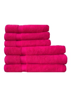 Buy 6-Piece Egyptian Cotton Towel Set Fuchsia 3 Hand Towels (70x140), 3 Bath Towels (90x150)cm in Saudi Arabia