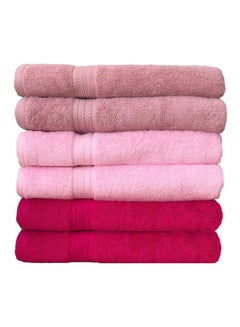 Buy 6-Piece Egyptian Cotton Towel Set Purple/Pink/Fuchsia 50x100cm in Saudi Arabia