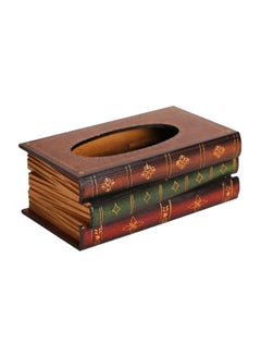 Buy Wooden Book Shaped Tissue Holder Box Brown/Green/Black 26x15x10centimeter in UAE