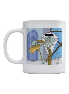 Buy Squidward Tentacles Printed Mug White/Blue/Brown 350ml in Saudi Arabia