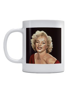 Buy Marilyn Monroe Printed Ceramic Mug White/Beige/Red 350ml in UAE