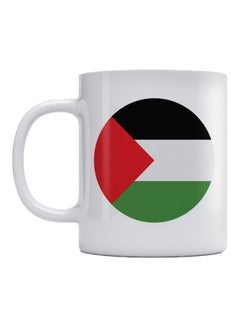 Buy Palestine Flag Printed Ceramic Mug White/Black/Red 350ml in Saudi Arabia