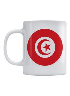 Buy Tunis Flag Printed Ceramic Mug White/Red 350ml in Saudi Arabia