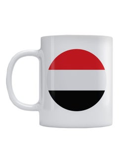 Buy Yemen Flag Printed Ceramic Mug White/Red/Black 350ml in Saudi Arabia