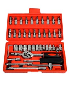 Buy 46-Piece Quick Ratchet Sleeve Auto Repair Tool Kit With Box in Saudi Arabia