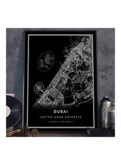 Buy Dubai UAE Travel Map Poster With Frame Black/White 30x40centimeter in UAE