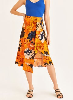 Buy Floral Wrap Skirt Yellow in Saudi Arabia