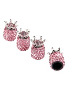 Buy 4-Piece Crown Bling Rhinestone Tyre Valve Cap Set in UAE