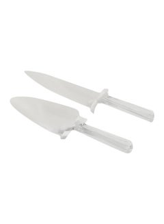 Buy 2-Piece Acrylic Cake Server Knife Set Clear in UAE