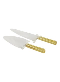 Buy 2-Piece Acrylic Cake Server Knife Set Gold/Clear in UAE