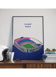 Buy Camp Nuo Stadium Barcelona FC Poster With Frame Blue/Green/Pink 30x40cm in UAE