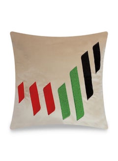 Buy UAE Identity Embroidery Cushion Cover Beige/Black/Red 45x45centimeter in UAE