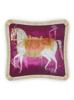 Buy Horse Printed Velvet Cushion Cover Multicolour 45x45centimeter in UAE