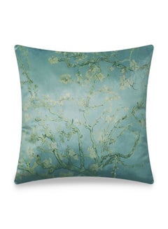 Buy Velvet Blooming Branches Printed Cushion Cover Multicolour 45x45centimeter in UAE