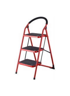 Buy 3-Step Indoor Folding Step Ladder Black/Red 121.5 x 13 x 48centimeter in Saudi Arabia