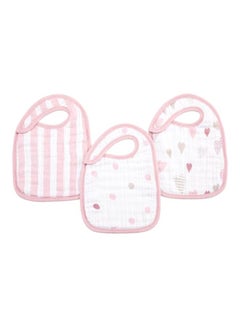 Buy 3-Piece Soft And Breathable Classic Heart Breaker Muslin Fabric Snap Burpy Bib Set For Newborn in UAE