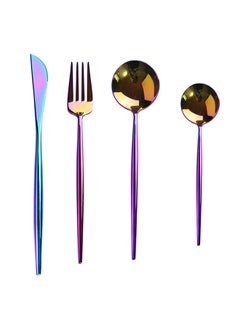 Buy 4-Piece Luxury Knife Fork Spoons Set Multicolour 25x16x3.5centimeter in Saudi Arabia