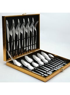 Buy 24-Piece Stainless Steel Flatware Set Silver 34.5x25.5x4.5centimeter in UAE