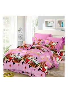 Buy 4-Piece 3D Santa Printed Duvet Cover Set Polyester Pink/Red/White in UAE