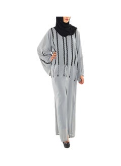 Buy Self Embroidered Abaya Grey/Black in UAE