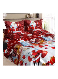 Buy 4-Piece Christmas Printed Duvet Cover Set Polyester Red/White/Blue in Saudi Arabia