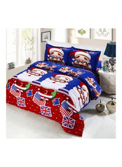 Buy 4-Piece 3D Printed Quilt Set Polyester Blue/Red/White King in UAE