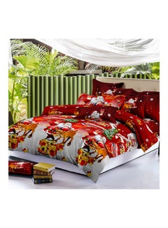 Buy 4-Piece Santa Printed Duvet Cover Set Polyester Multicolour Twin in Saudi Arabia