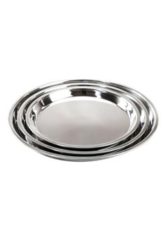 Buy 3-Piece Stainless Steel Plate Set Silver 41 x 4 x 40centimeter in Saudi Arabia