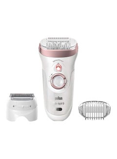 Buy Silk-Epil 9-720 Wet & Dry Epilator White/Rose Gold 7.1 x 2.6 x 7.8inch in Saudi Arabia