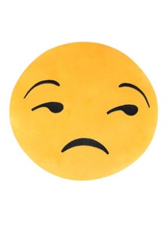 Buy Emoticon Round Stuff Pillow fabric Yellow/Black 30 x 30cm in Saudi Arabia