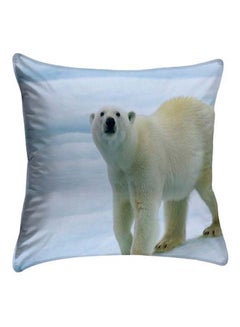 Buy Polar Bear Printed Pillow Cover Polyester White/Black/Blue 40 x 40cm in Egypt