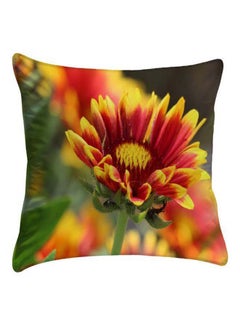 Buy Spring Bloom Flower Printed Pillow Cover polyester Red/Yellow/Green 40 x 40cm in Egypt