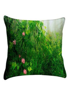 Buy Forest Printed Pillow Cover Green/White/Pink 40 x 40cm in Egypt