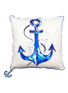 Buy Anemoss Printed Throw Pillow White/Blue 40x40cm in UAE