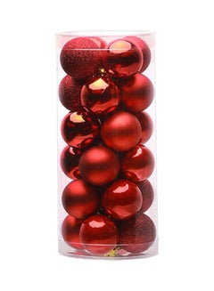 Buy 24-Piece Tree Decoration Ball Set Red 4cm in Saudi Arabia