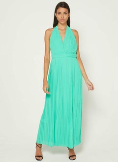 Buy Vishaka Pleated Dress Green in UAE