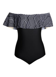 Buy Zig-Zag One-Piece Swimsuit Black in Saudi Arabia