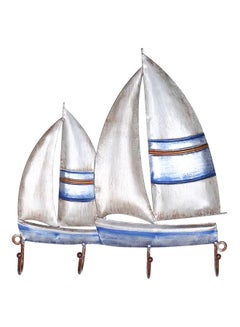 Buy Sailing Boat Wall Hook White/Blue 28x4.5x26cm in Saudi Arabia