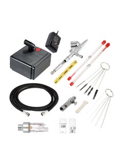 Buy Professional Gravitation Feed Dual Action Airbrush Air Compressor Kit For Art Painting Black/Silver in Saudi Arabia