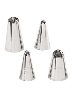 Buy 4-Piece Cake Decorating Tip For Drop Flowers Set Silver 129cm in UAE