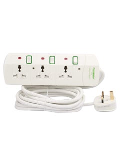 Buy 3-Way Universal Power Extension Socket White 5meter in UAE